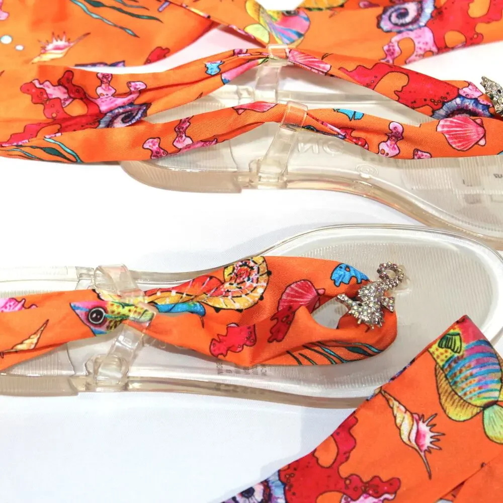 I.N.C. Orange Malana Scarf Flat Sandals Size 6 NWT